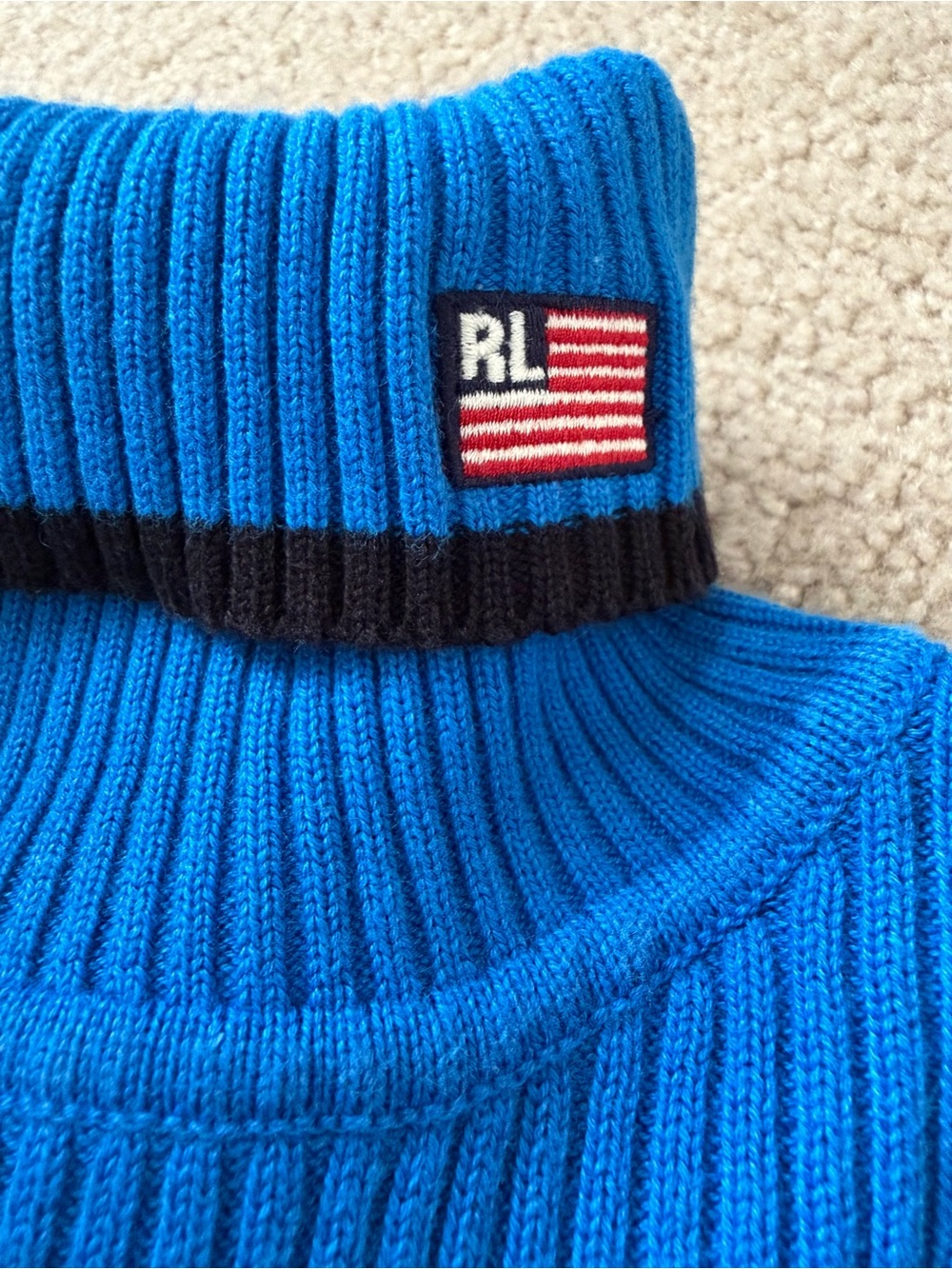 Polo Jeans Co. Ralph Lauren Blue Ribbed Turtleneck Sweater - Size Large